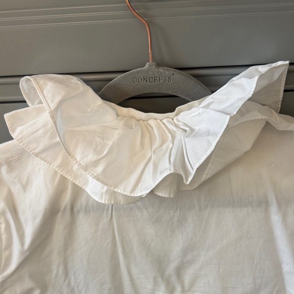 Zara White Ruffled Front Button Blouse - Picture 4 of 5